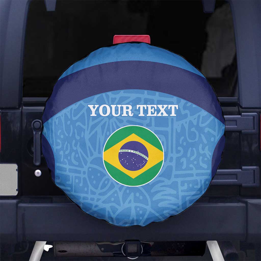 Custom Brazil Football Spare Tire Cover Vamos Selecao - Blue - Wonder Print Shop