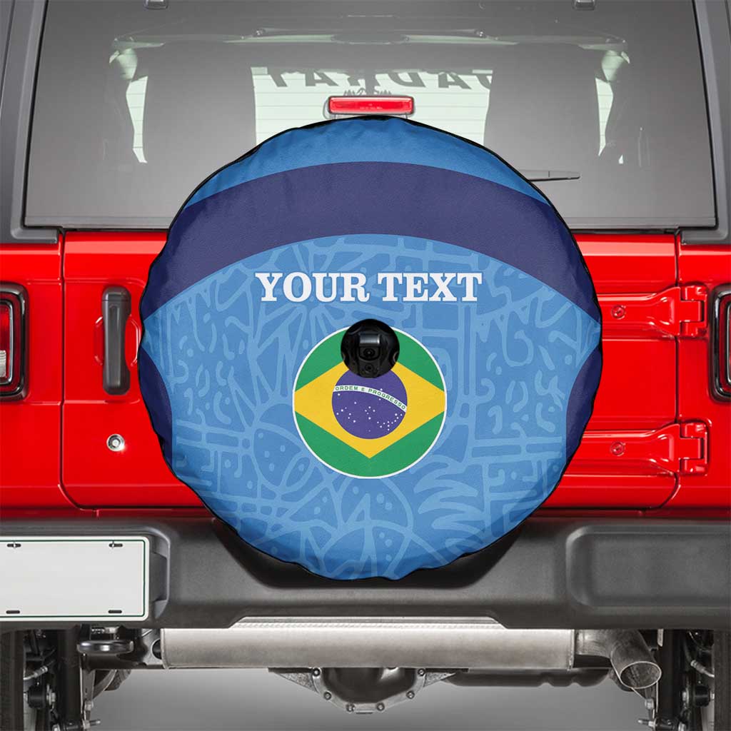 Custom Brazil Football Spare Tire Cover Vamos Selecao - Blue - Wonder Print Shop