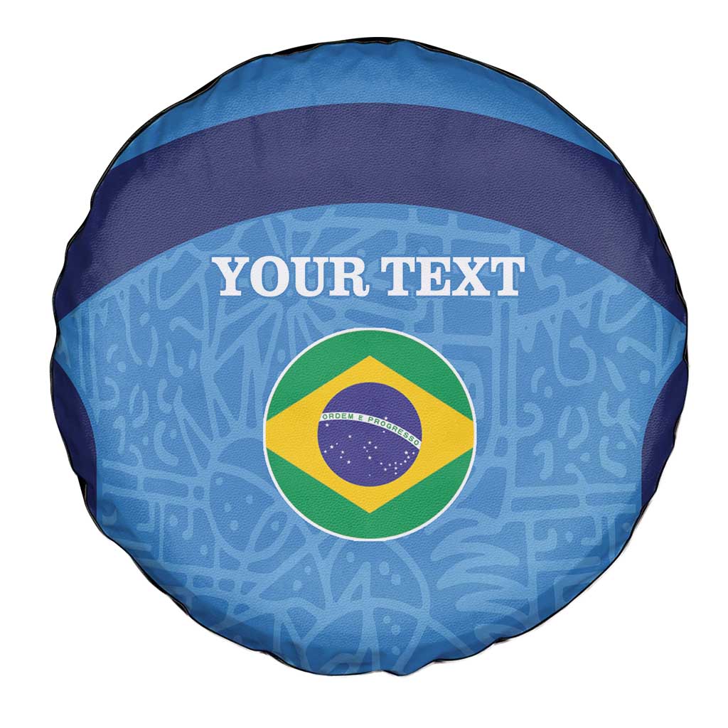 Custom Brazil Football Spare Tire Cover Vamos Selecao - Blue - Wonder Print Shop
