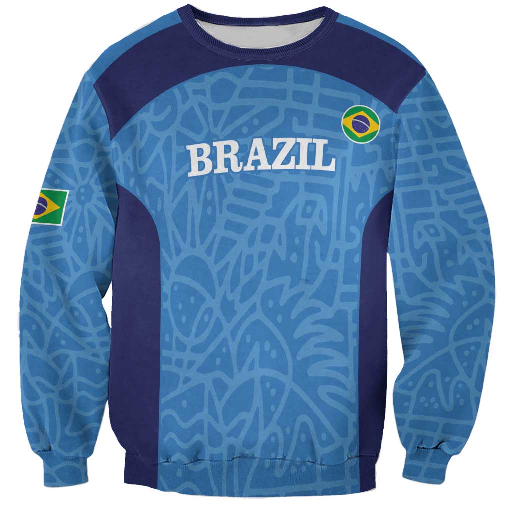 Custom Brazil Football Sweatshirt Vamos Selecao - Blue - Wonder Print Shop