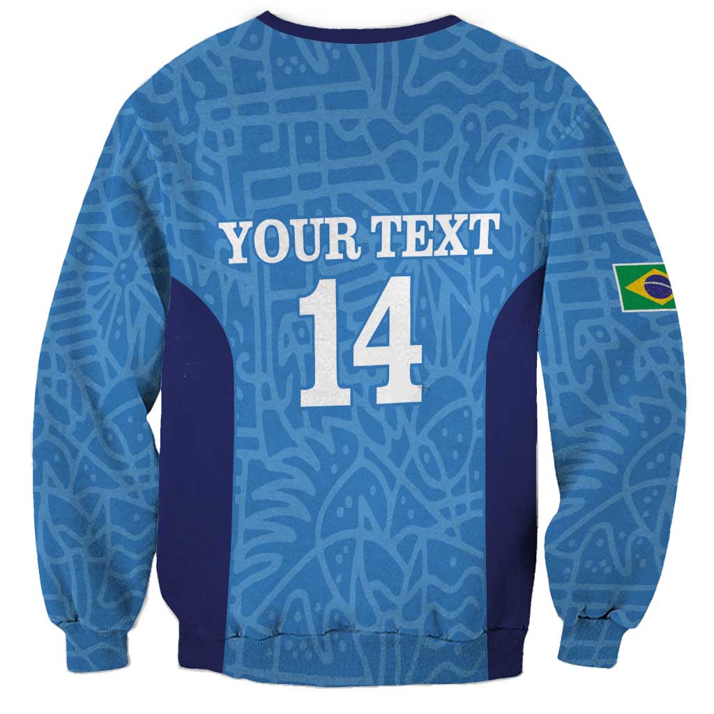 Custom Brazil Football Sweatshirt Vamos Selecao - Blue - Wonder Print Shop