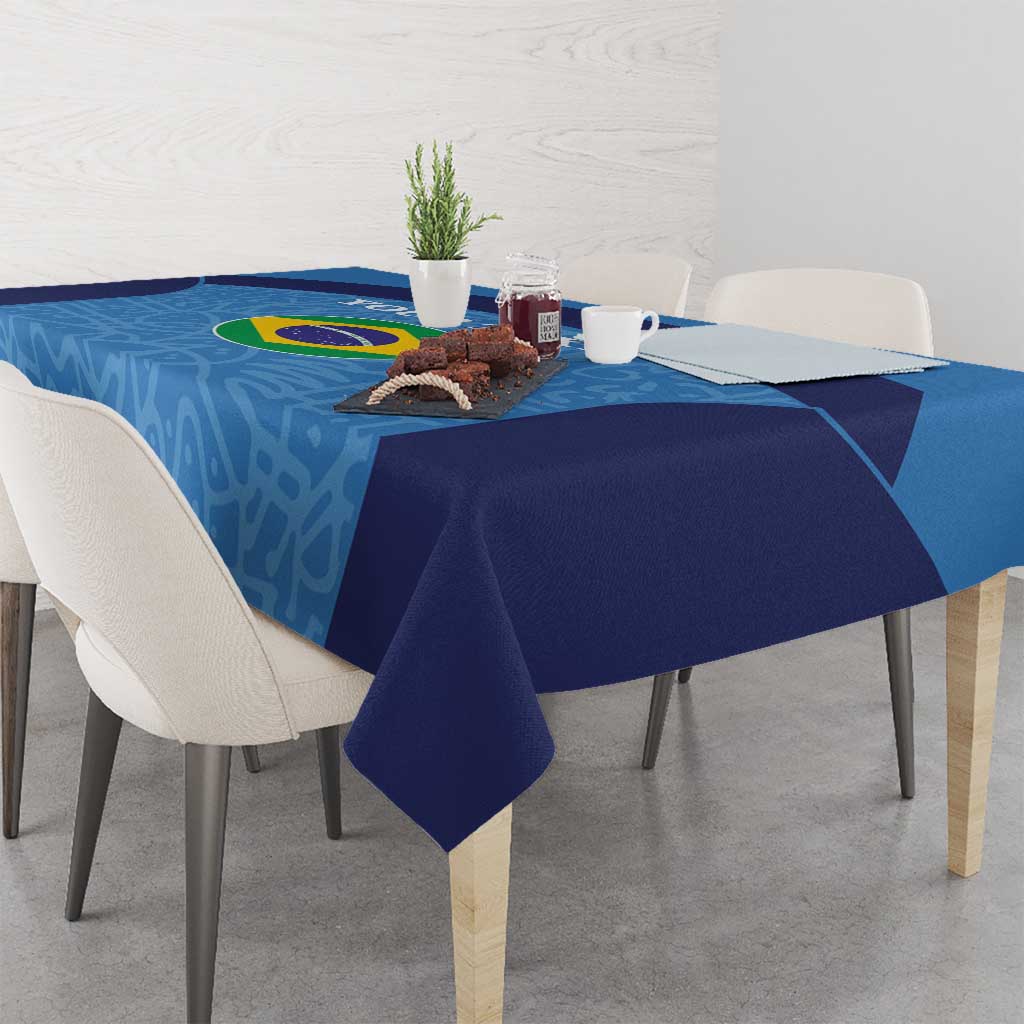 Custom Brazil Football Tablecloth Vamos Selecao - Blue - Wonder Print Shop