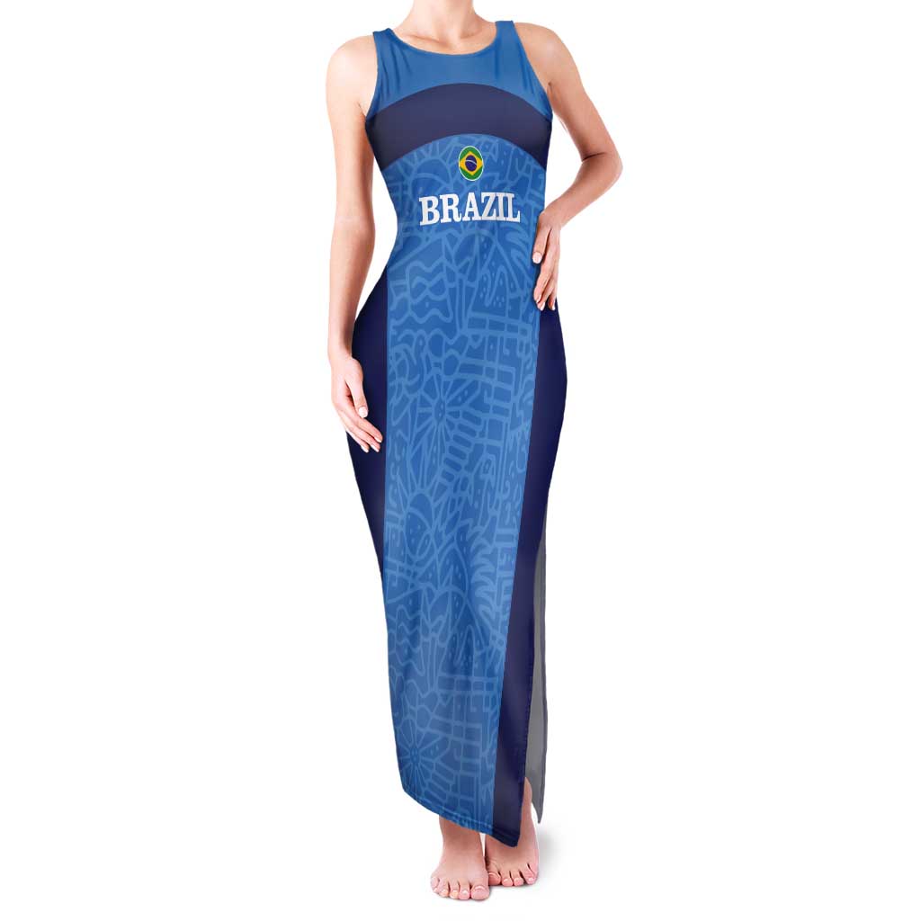 Custom Brazil Football Tank Maxi Dress Vamos Selecao - Blue - Wonder Print Shop