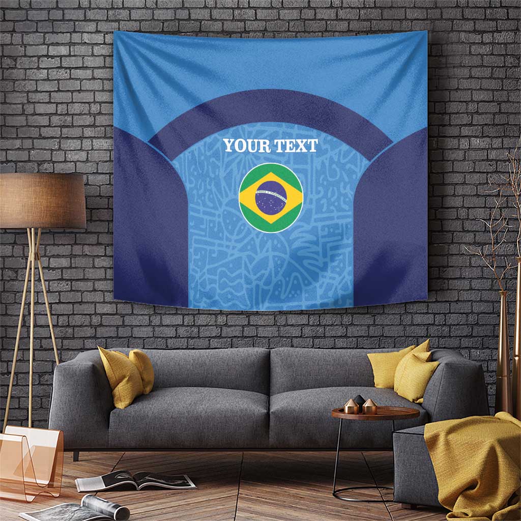 Custom Brazil Football Tapestry Vamos Selecao - Blue - Wonder Print Shop