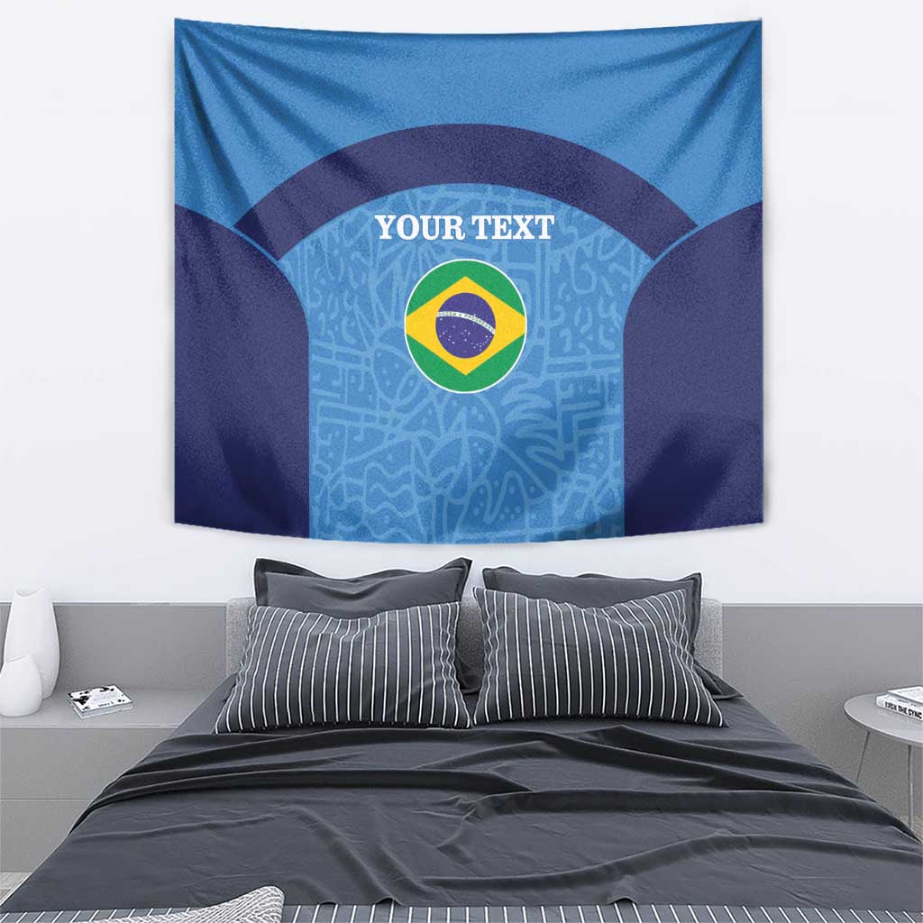 Custom Brazil Football Tapestry Vamos Selecao - Blue - Wonder Print Shop