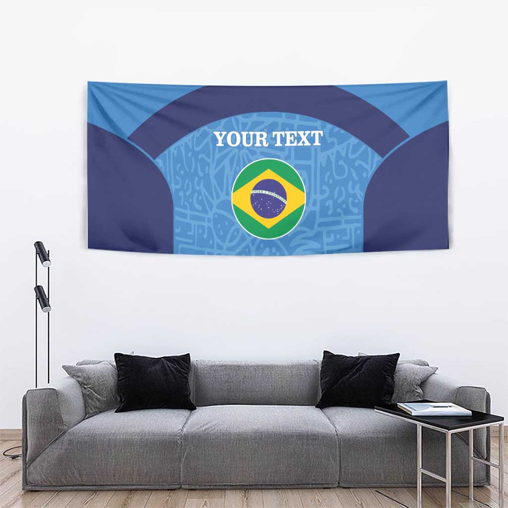 Custom Brazil Football Tapestry Vamos Selecao - Blue - Wonder Print Shop