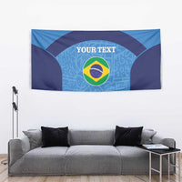Custom Brazil Football Tapestry Vamos Selecao - Blue - Wonder Print Shop