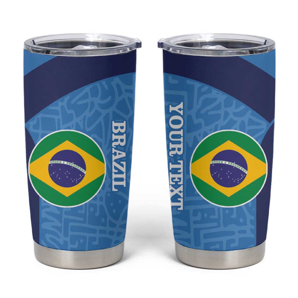 Custom Brazil Football Tumbler Cup Vamos Selecao - Blue - Wonder Print Shop