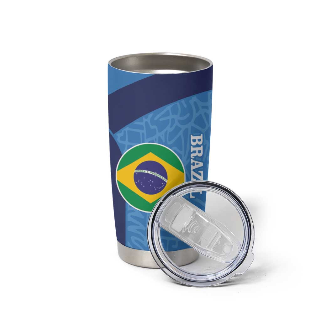 Custom Brazil Football Tumbler Cup Vamos Selecao - Blue - Wonder Print Shop