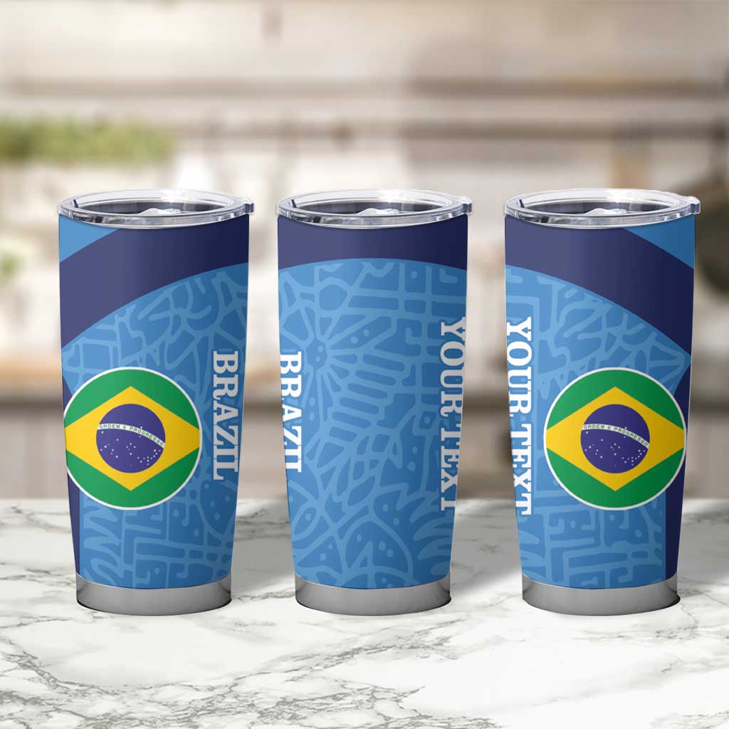 Custom Brazil Football Tumbler Cup Vamos Selecao - Blue - Wonder Print Shop