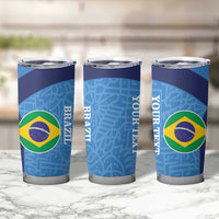 Custom Brazil Football Tumbler Cup Vamos Selecao - Blue - Wonder Print Shop