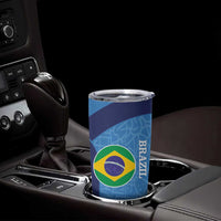 Custom Brazil Football Tumbler Cup Vamos Selecao - Blue - Wonder Print Shop