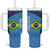 Custom Brazil Football Tumbler With Handle Vamos Selecao - Blue - Wonder Print Shop