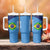 Custom Brazil Football Tumbler With Handle Vamos Selecao - Blue - Wonder Print Shop