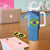 Custom Brazil Football Tumbler With Handle Vamos Selecao - Blue - Wonder Print Shop
