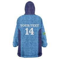 Custom Brazil Football Wearable Blanket Hoodie Vamos Selecao - Blue - Wonder Print Shop