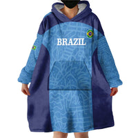 Custom Brazil Football Wearable Blanket Hoodie Vamos Selecao - Blue - Wonder Print Shop