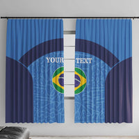 Custom Brazil Football Window Curtain Vamos Selecao - Blue - Wonder Print Shop