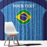 Custom Brazil Football Window Curtain Vamos Selecao - Blue - Wonder Print Shop