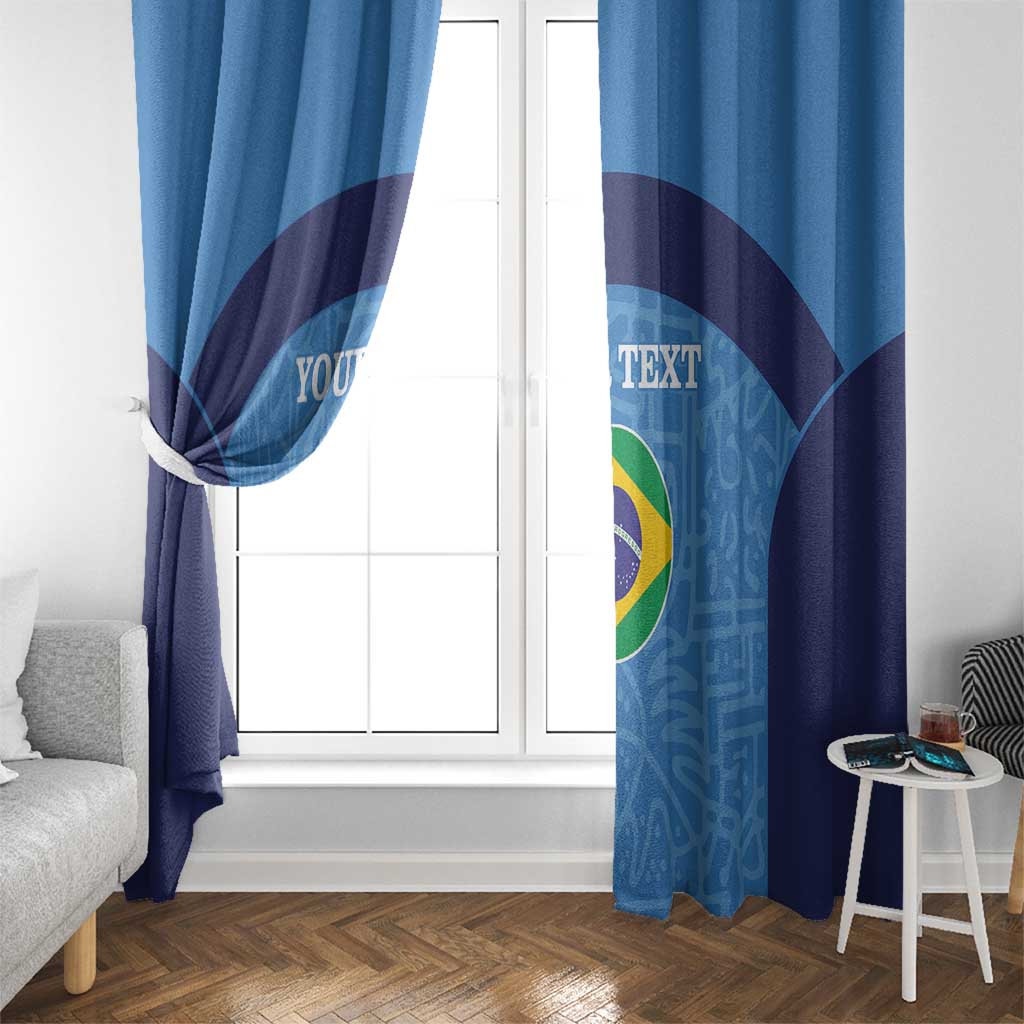 Custom Brazil Football Window Curtain Vamos Selecao - Blue - Wonder Print Shop
