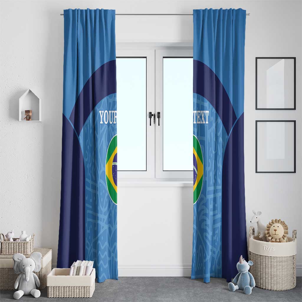 Custom Brazil Football Window Curtain Vamos Selecao - Blue - Wonder Print Shop