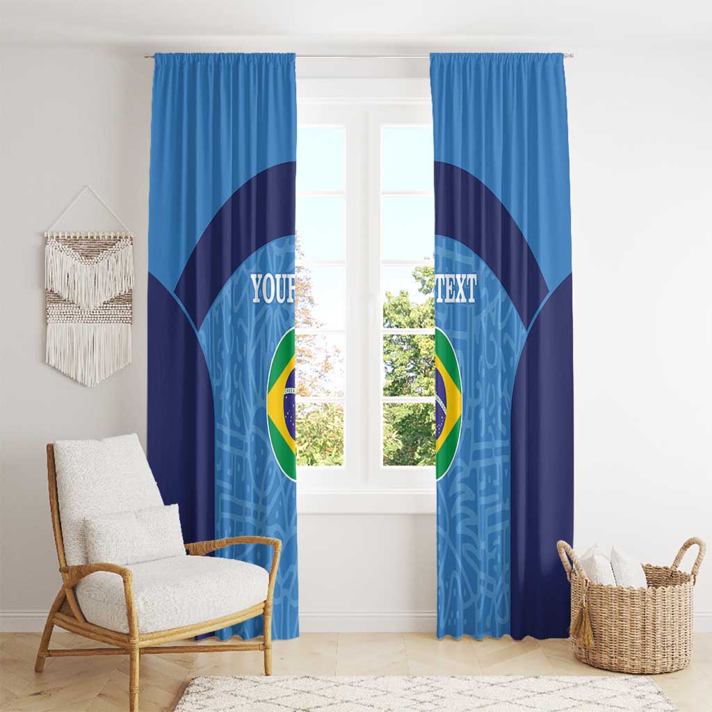 Custom Brazil Football Window Curtain Vamos Selecao - Blue - Wonder Print Shop
