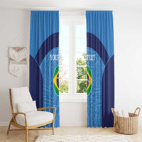 Custom Brazil Football Window Curtain Vamos Selecao - Blue - Wonder Print Shop