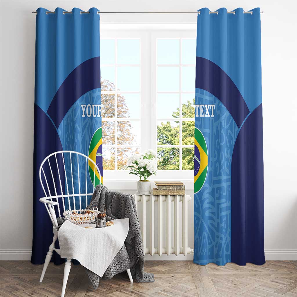 Custom Brazil Football Window Curtain Vamos Selecao - Blue - Wonder Print Shop