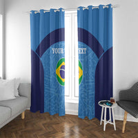 Custom Brazil Football Window Curtain Vamos Selecao - Blue - Wonder Print Shop