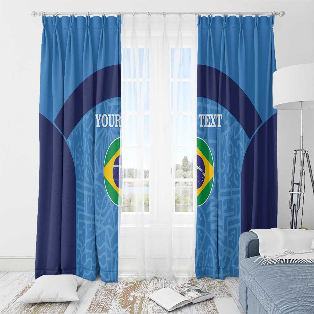 Custom Brazil Football Window Curtain Vamos Selecao - Blue - Wonder Print Shop