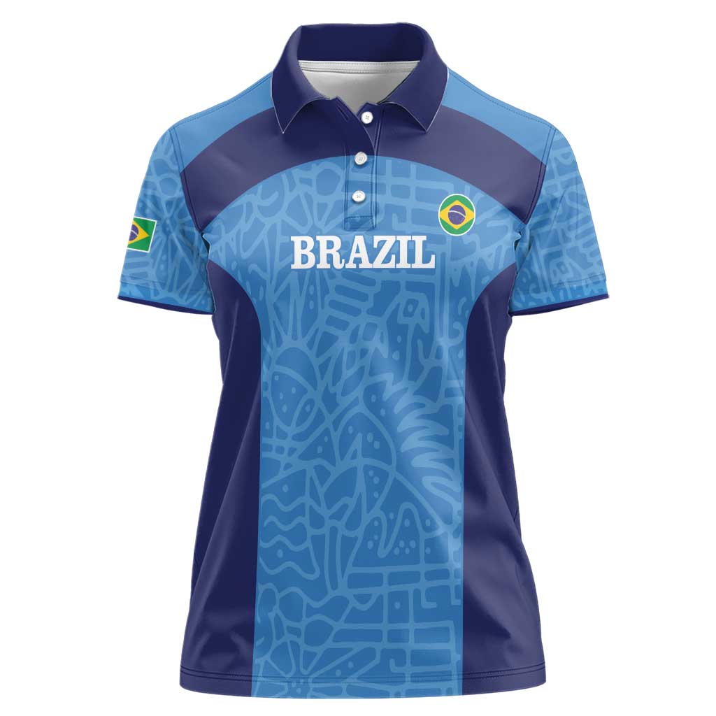 Custom Brazil Football Women Polo Shirt Vamos Selecao - Blue - Wonder Print Shop