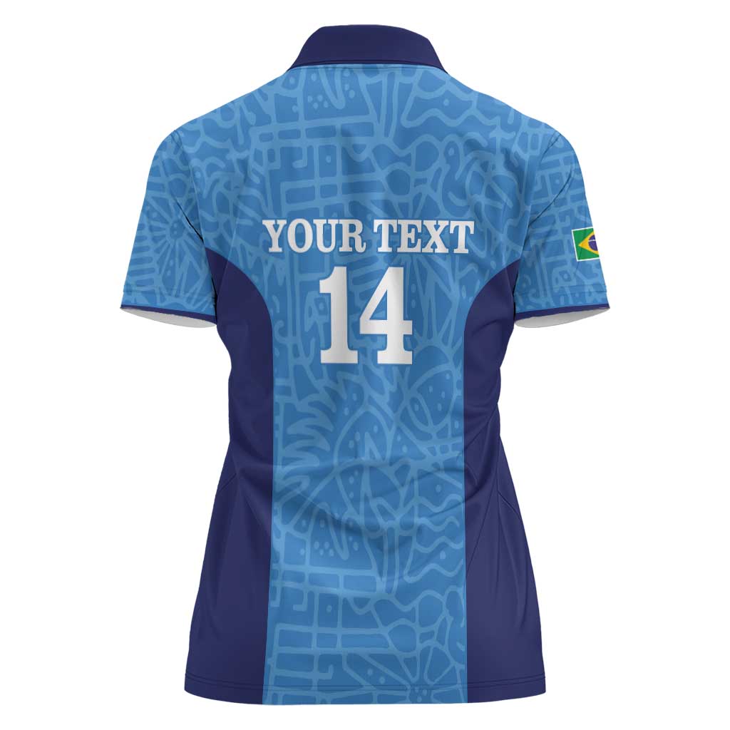 Custom Brazil Football Women Polo Shirt Vamos Selecao - Blue - Wonder Print Shop