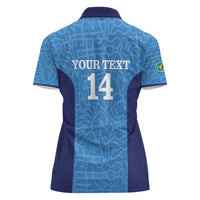 Custom Brazil Football Women Polo Shirt Vamos Selecao - Blue - Wonder Print Shop
