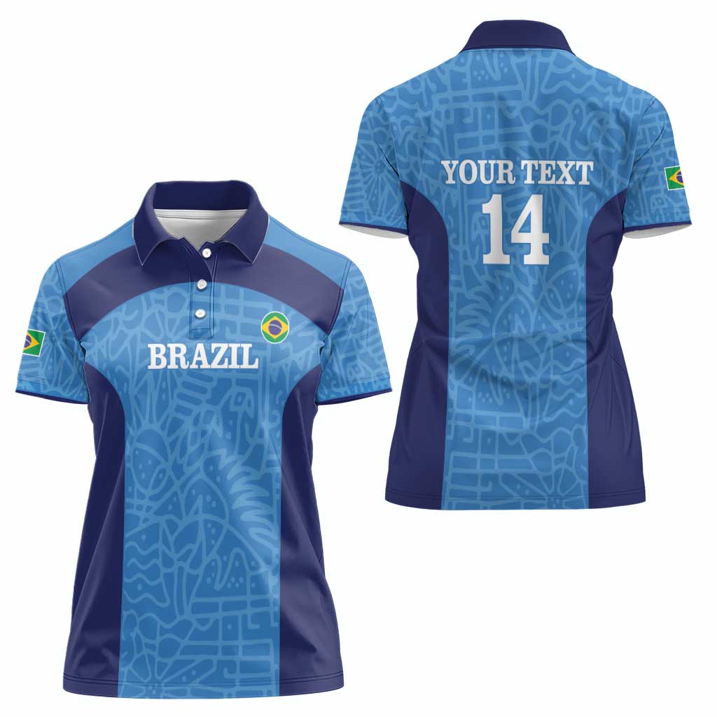 Custom Brazil Football Women Polo Shirt Vamos Selecao - Blue - Wonder Print Shop