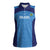 Custom Brazil Football Women Sleeveless Polo Shirt Vamos Selecao - Blue - Wonder Print Shop
