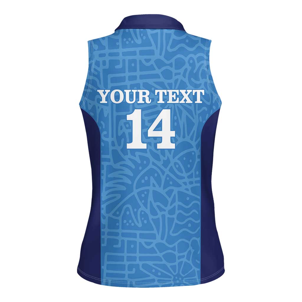 Custom Brazil Football Women Sleeveless Polo Shirt Vamos Selecao - Blue - Wonder Print Shop