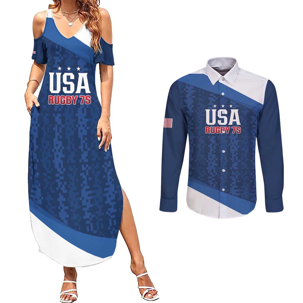 Custom USA Rugby 2025 Couples Matching Summer Maxi Dress and Long Sleeve Button Shirt Go Champions Eagles - Wonder Print Shop
