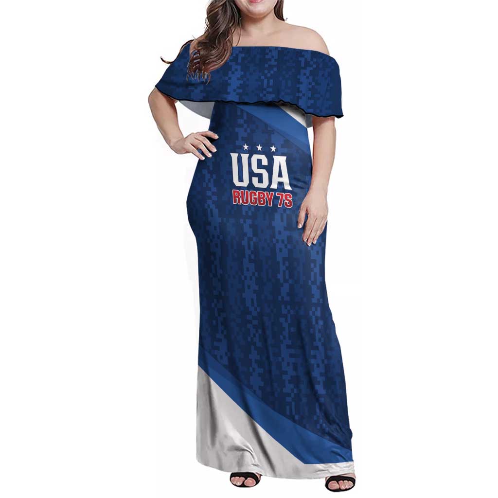 Custom USA Rugby 2025 Family Matching Off Shoulder Maxi Dress and Hawaiian Shirt Go Champions Eagles - Wonder Print Shop