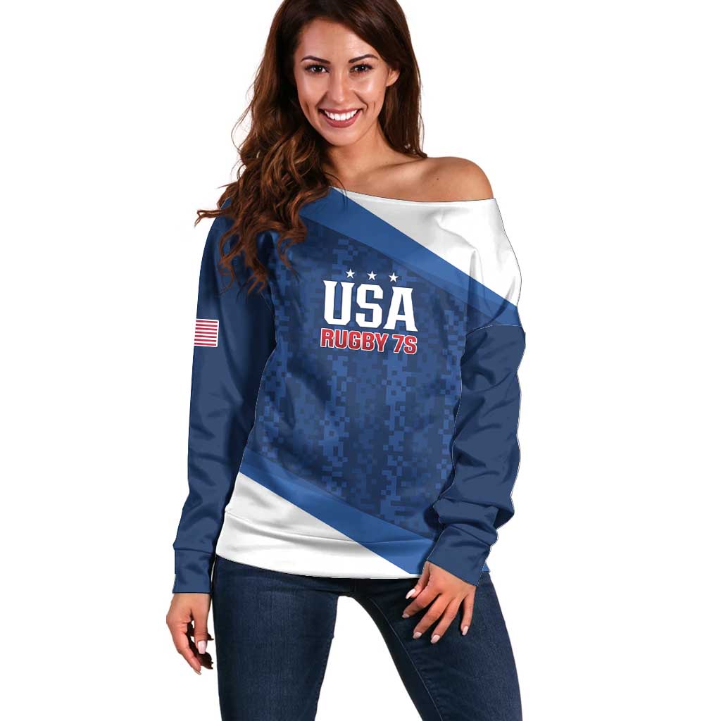 Custom USA Rugby 2025 Off Shoulder Sweater Go Champions Eagles - Wonder Print Shop