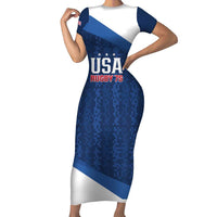 Custom USA Rugby 2025 Short Sleeve Bodycon Dress Go Champions Eagles - Wonder Print Shop