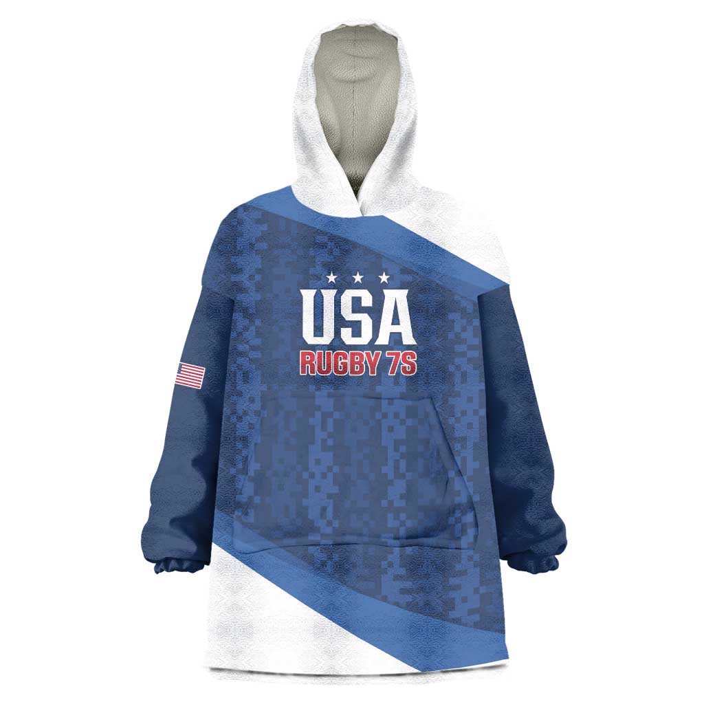 Custom USA Rugby 2025 Wearable Blanket Hoodie Go Champions Eagles - Wonder Print Shop
