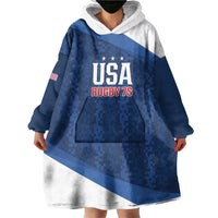 Custom USA Rugby 2025 Wearable Blanket Hoodie Go Champions Eagles - Wonder Print Shop