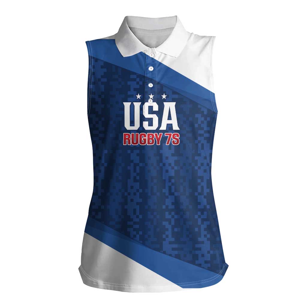 Custom USA Rugby 2025 Women Sleeveless Polo Shirt Go Champions Eagles - Wonder Print Shop