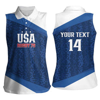 Custom USA Rugby 2025 Women Sleeveless Polo Shirt Go Champions Eagles - Wonder Print Shop