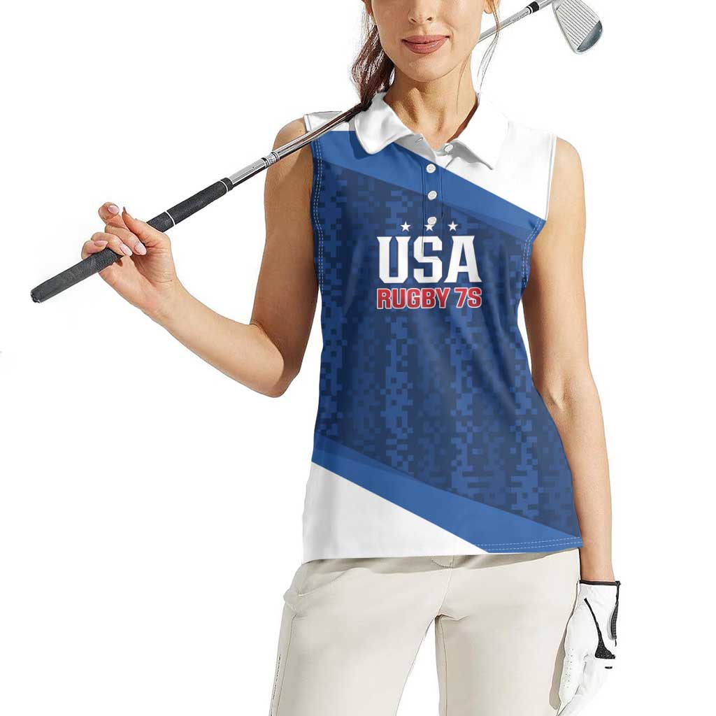 Custom USA Rugby 2025 Women Sleeveless Polo Shirt Go Champions Eagles - Wonder Print Shop