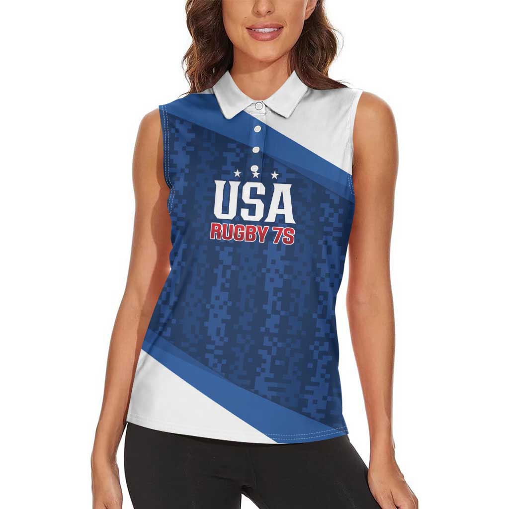 Custom USA Rugby 2025 Women Sleeveless Polo Shirt Go Champions Eagles - Wonder Print Shop