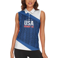 Custom USA Rugby 2025 Women Sleeveless Polo Shirt Go Champions Eagles - Wonder Print Shop