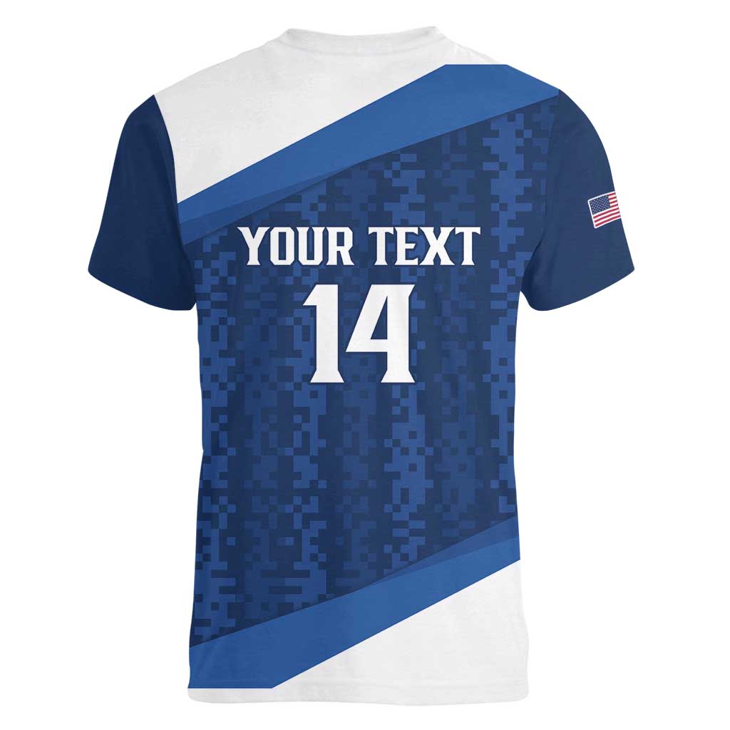 Custom USA Rugby 2025 Women V-Neck T-Shirt Go Champions Eagles - Wonder Print Shop
