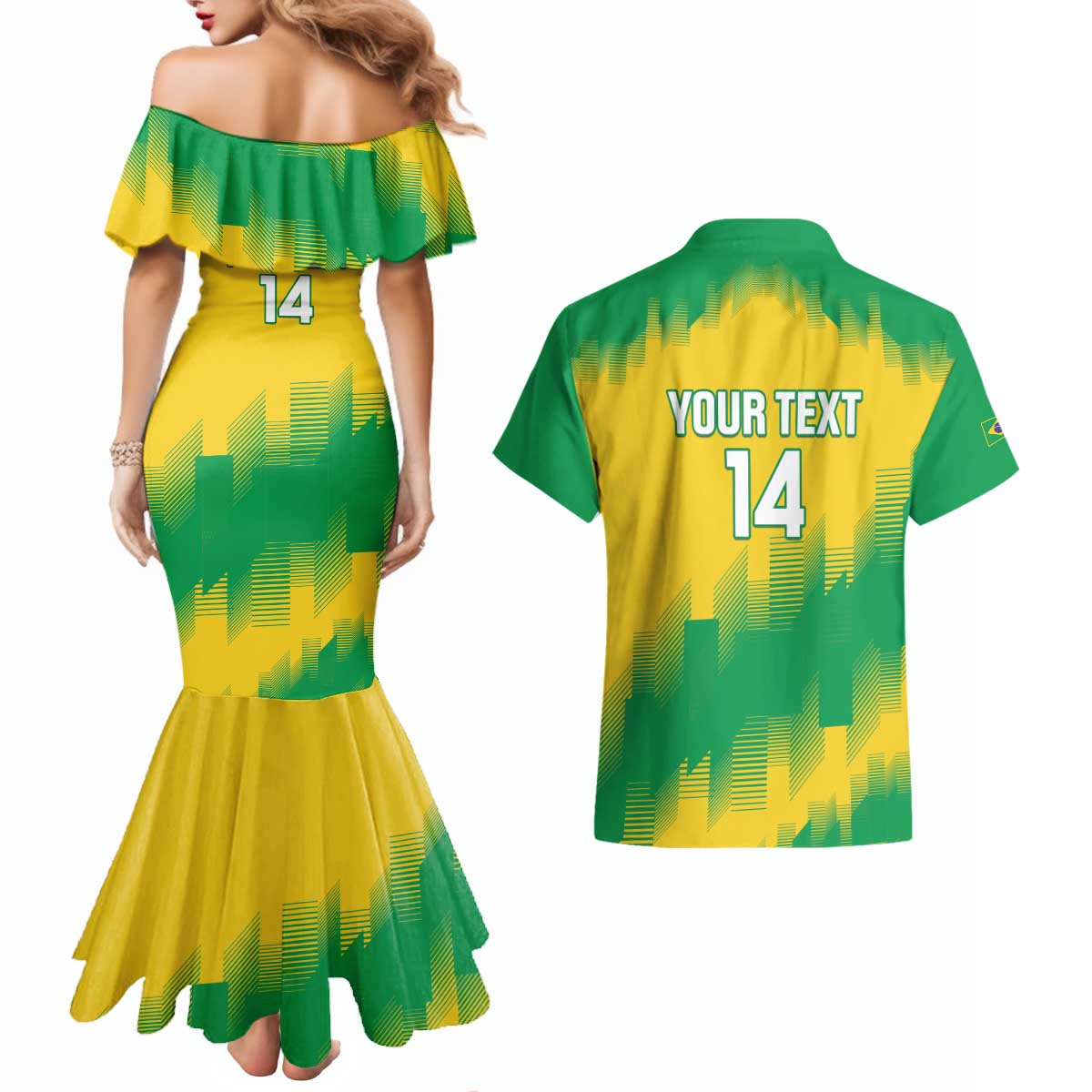Custom Brasil Rugby 2025 Couples Matching Mermaid Dress and Hawaiian Shirt Go Champions Yaras - Wonder Print Shop