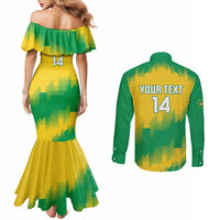 Custom Brasil Rugby 2025 Couples Matching Mermaid Dress and Long Sleeve Button Shirt Go Champions Yaras